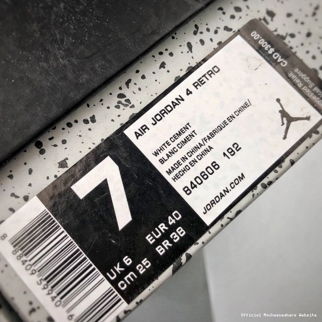 Official Maikesneakers White (nike) 840606-192 Cement Air Jordan OG 4 0805